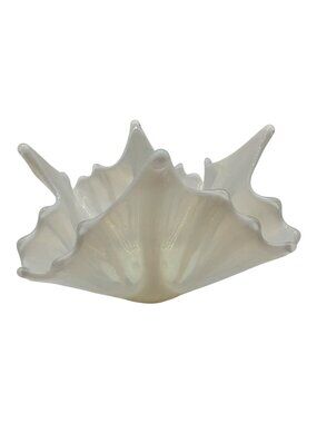 Fostoria Vintage Hand Blown Heirloom Opalescent Handkerchief Bowl With Ruffles